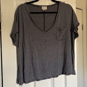 Project Social T Black and White Striped Short Sleeve Tee